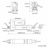 1000MM Hub Linearantrieb IP67 Wasserdicht & Leise mit Eingebauter Hall Effekt Sensor (Modell 0041947-1)