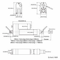 3500N Leise und Wasserdicht Linearantrieb IP67 mit Fernbedienung (Modell 0043084)